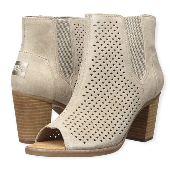 Toms Majorca Taupe Perforated Peep-toe Booties Ankle Boots 8.5 - Picture 8 of 8